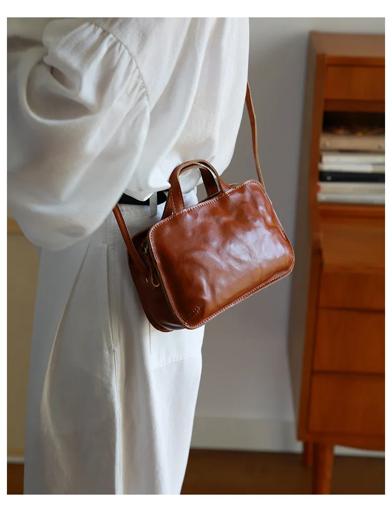 PNDME einfache, handgefertigte Vintage-Umhängetasche aus Rindsleder, kleine Damen-Schultertasche, lässige, luxuriöse Damen-Umhängetasche aus echtem Leder – Detail 9