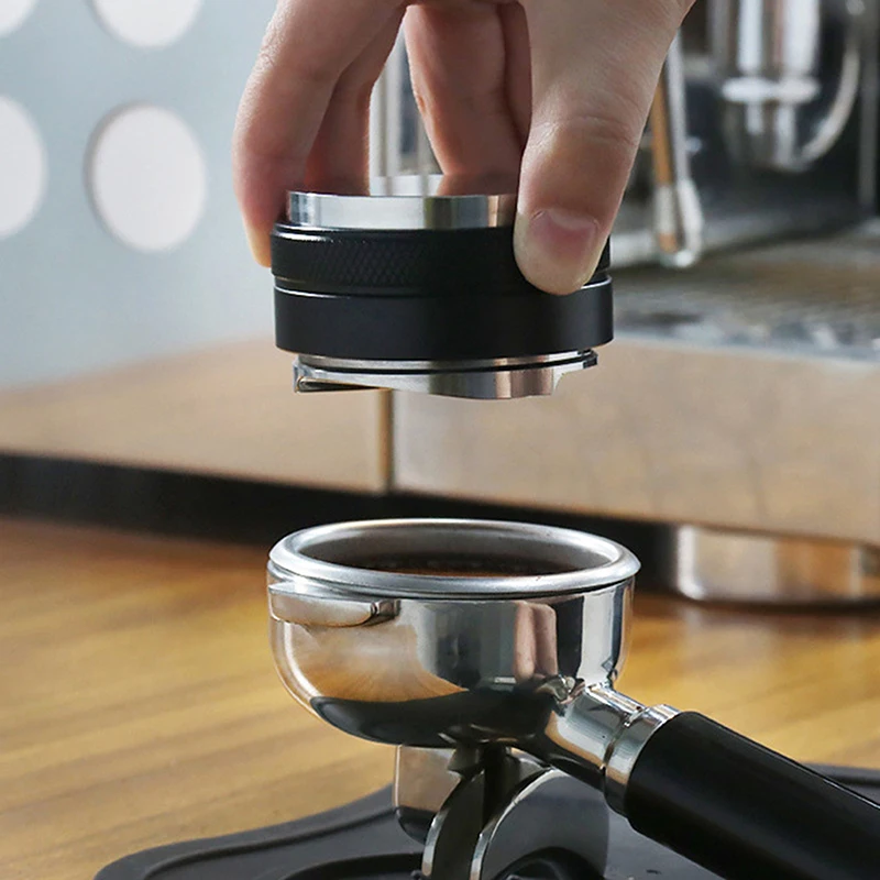 Coffee Leveling Tool with 3 Angled Slopes, Adjustable Tamper, Fits 51/53/58mm Portafilter, One Unit Espresso Distributor