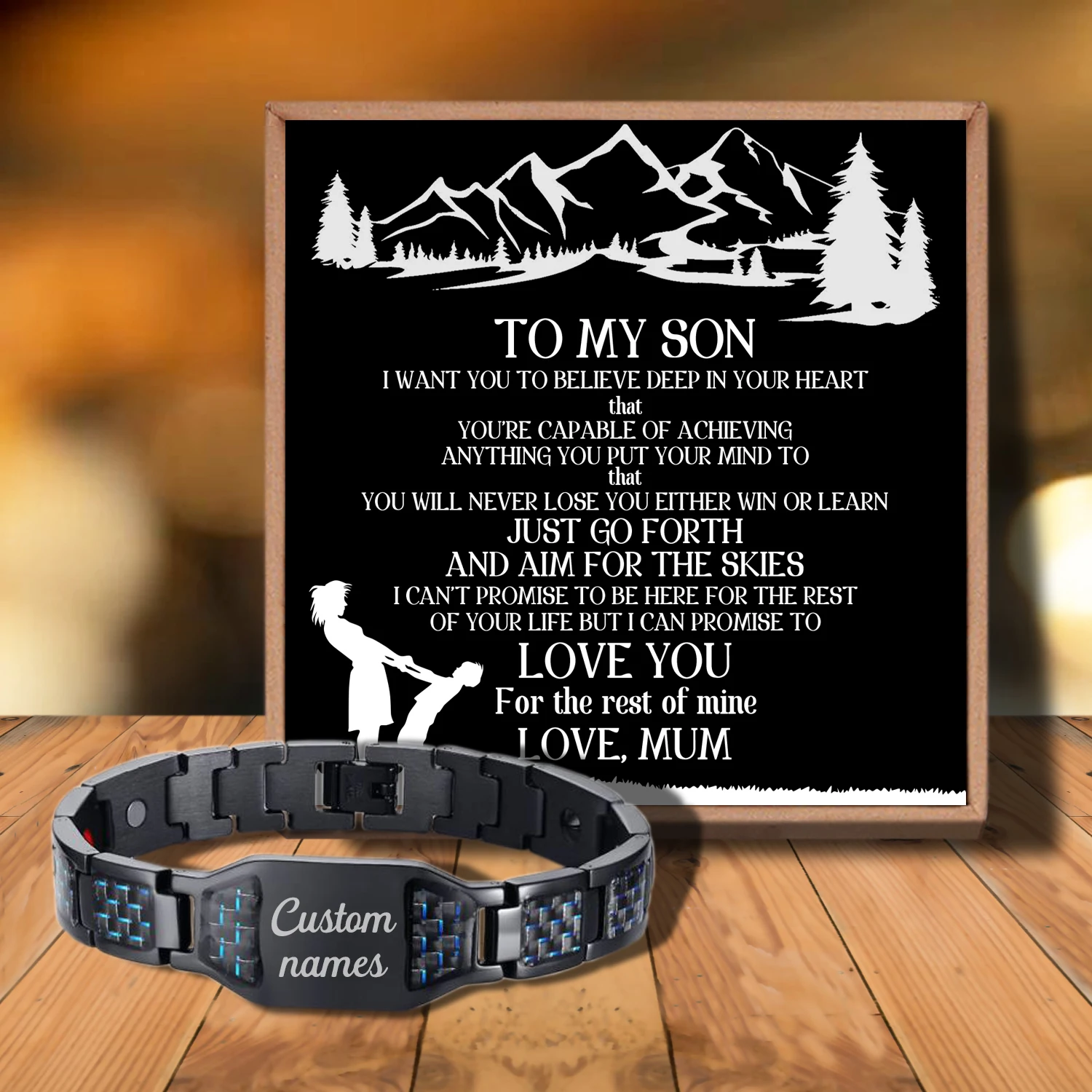 

Sac3012 To My Son I Closed My Eyes For from Love Mum Customizable Message Card Bracelet for Birthday Anniversary Holiday Gift