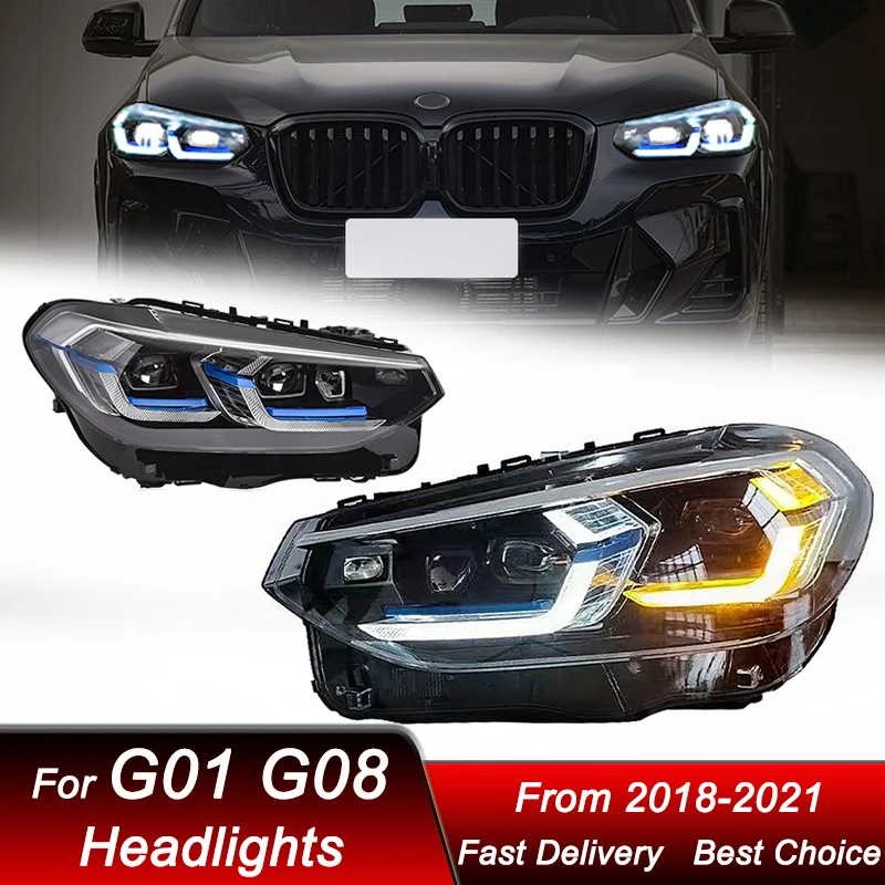 

Автомобильные фары для BMW X3, G01, G08, 18-21, новый стиль, искусственная фара в сборе, обновленная Настройка, линзы проектора, комплект аксессуаров