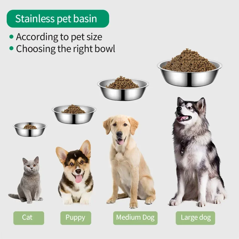 Large Capacity Dog Bowl Stainless Steel Pet Feeding Bowls Cat and Dog Food Drinking Bowl Metal Feeder Bowl Durable and Cheap