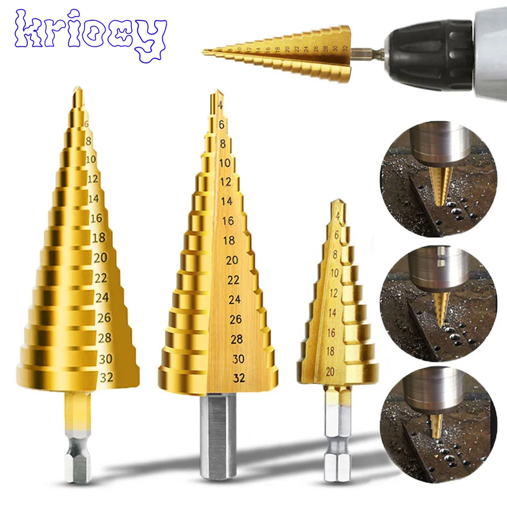 3-12mm 4-12mm 4-20mm HSS prosty rowek zestaw wierteł stopniowych pokryte tytanem drewna metalowy otwór do cięcia wiertła