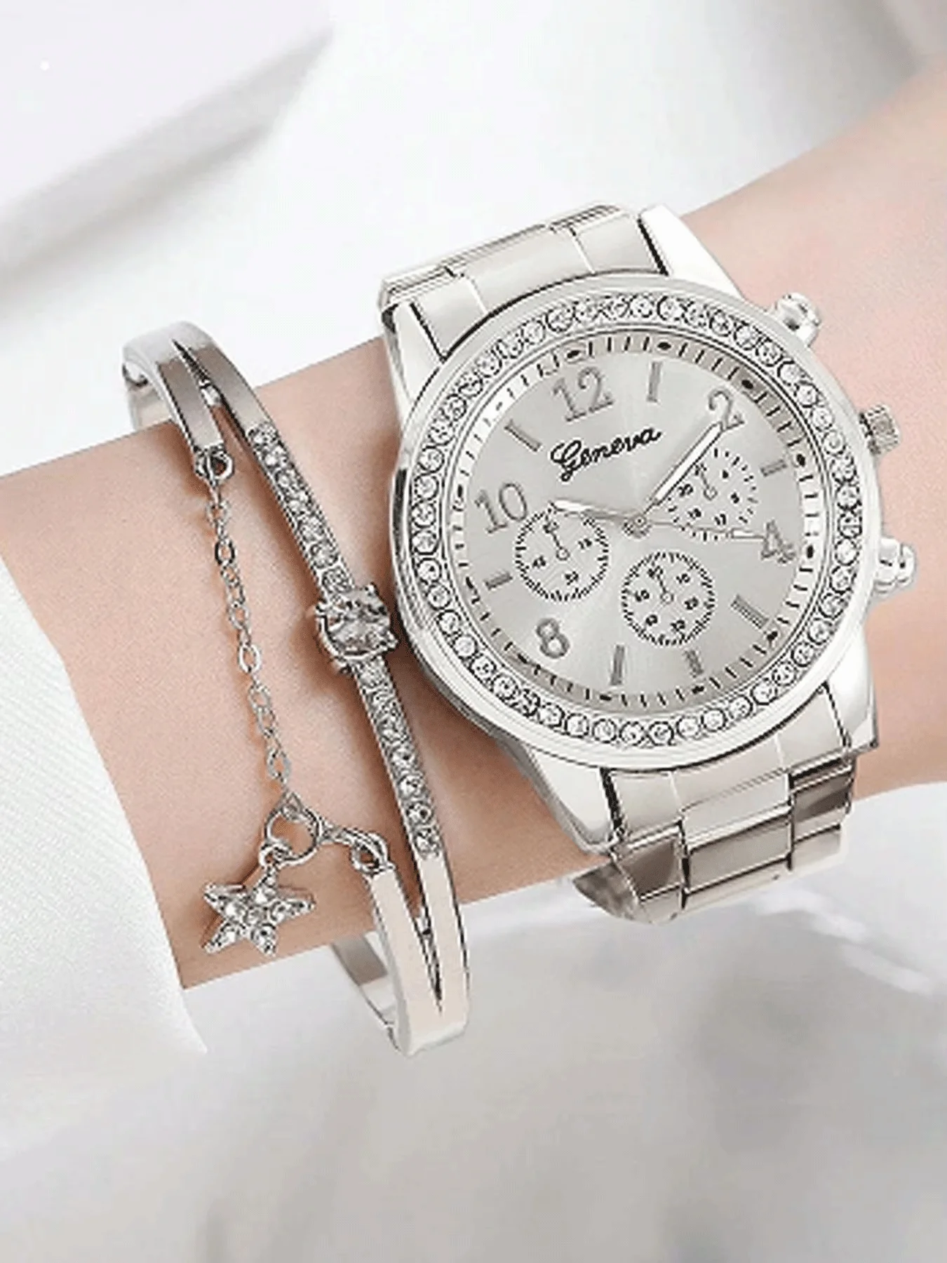 

2-piece fashionable round versatile design, light luxury women's watch, women's high-end feel, business temperament set
