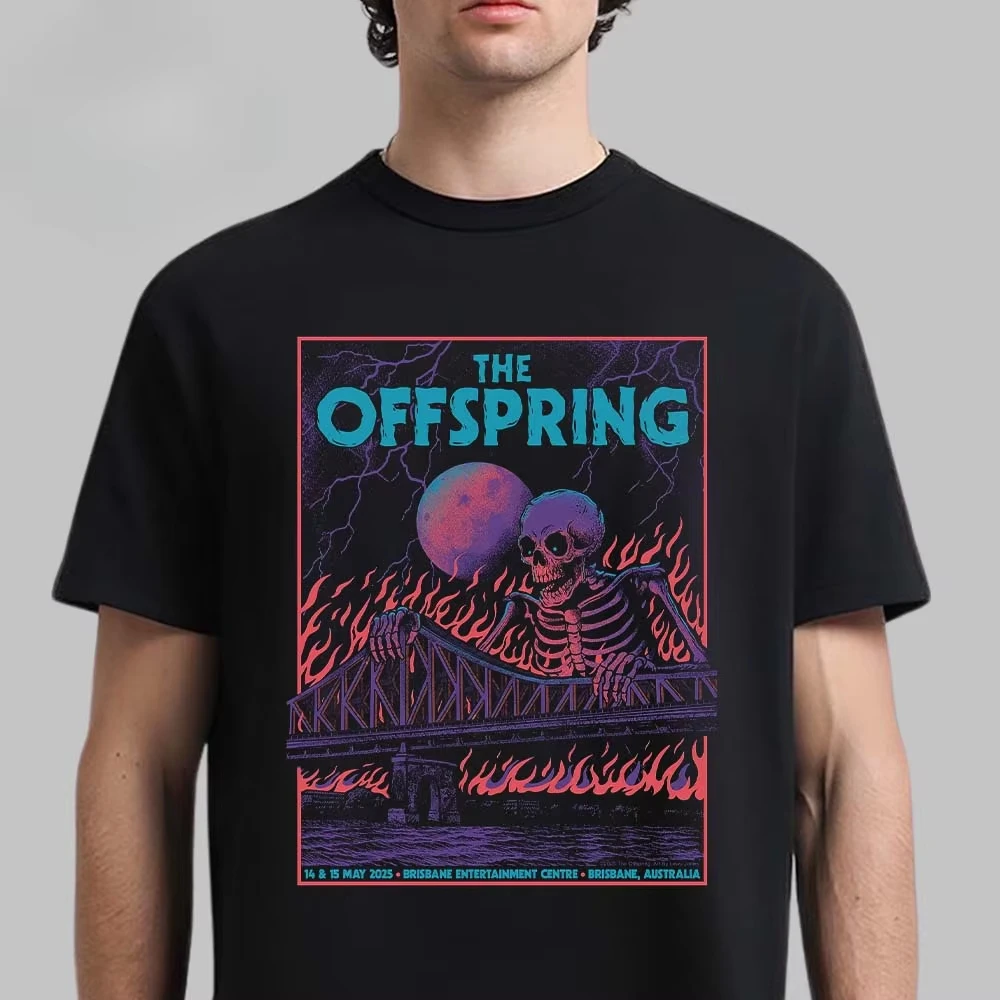 Offspring Skull Print Punk Rock Tee for Fans