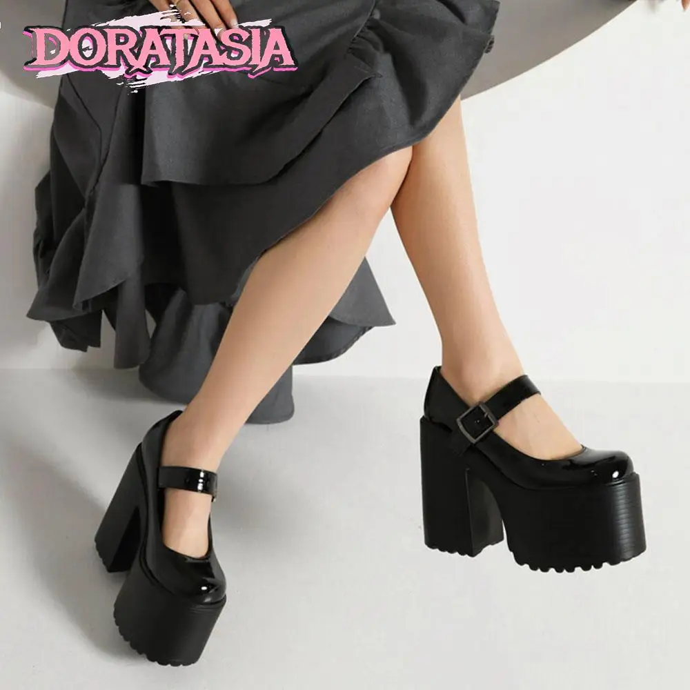 Punk Goth High Heel Platform Female Mary Jane Pumps Buckle Thick Bottom Design Brand Luxury Cool Cosplay Shoes Y2K Fashion Pumps