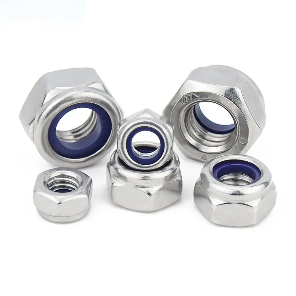 Durable 304 Stainless Steel Self-locking Nut New M2 M3 M4 M5 M6 Locknut Hex Nylon Insert Lock Nut Hardware Accessory