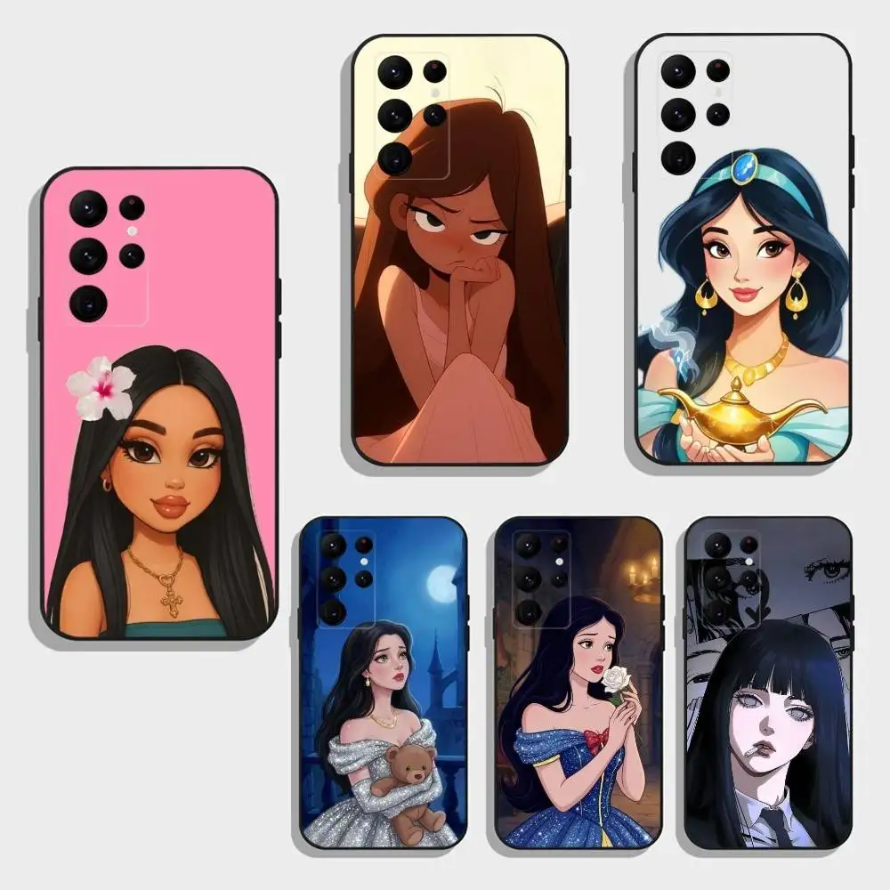 

T-Rapunzel Princess Phone Case For Samsung S26,S25,S24,S23,S22,S30,S21,Ultra,Plus,FE 5G Black Soft Cover