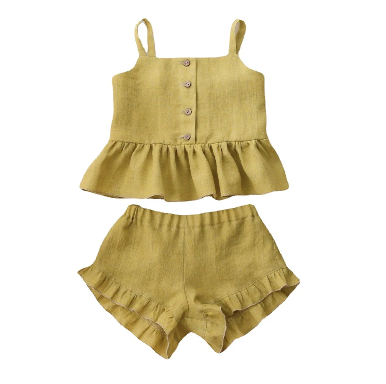 Vintage Baby Girl Top and Pants Set Cute Little Girls Toddler Cotton Linen  Shorts Kids Summer Short Pants
