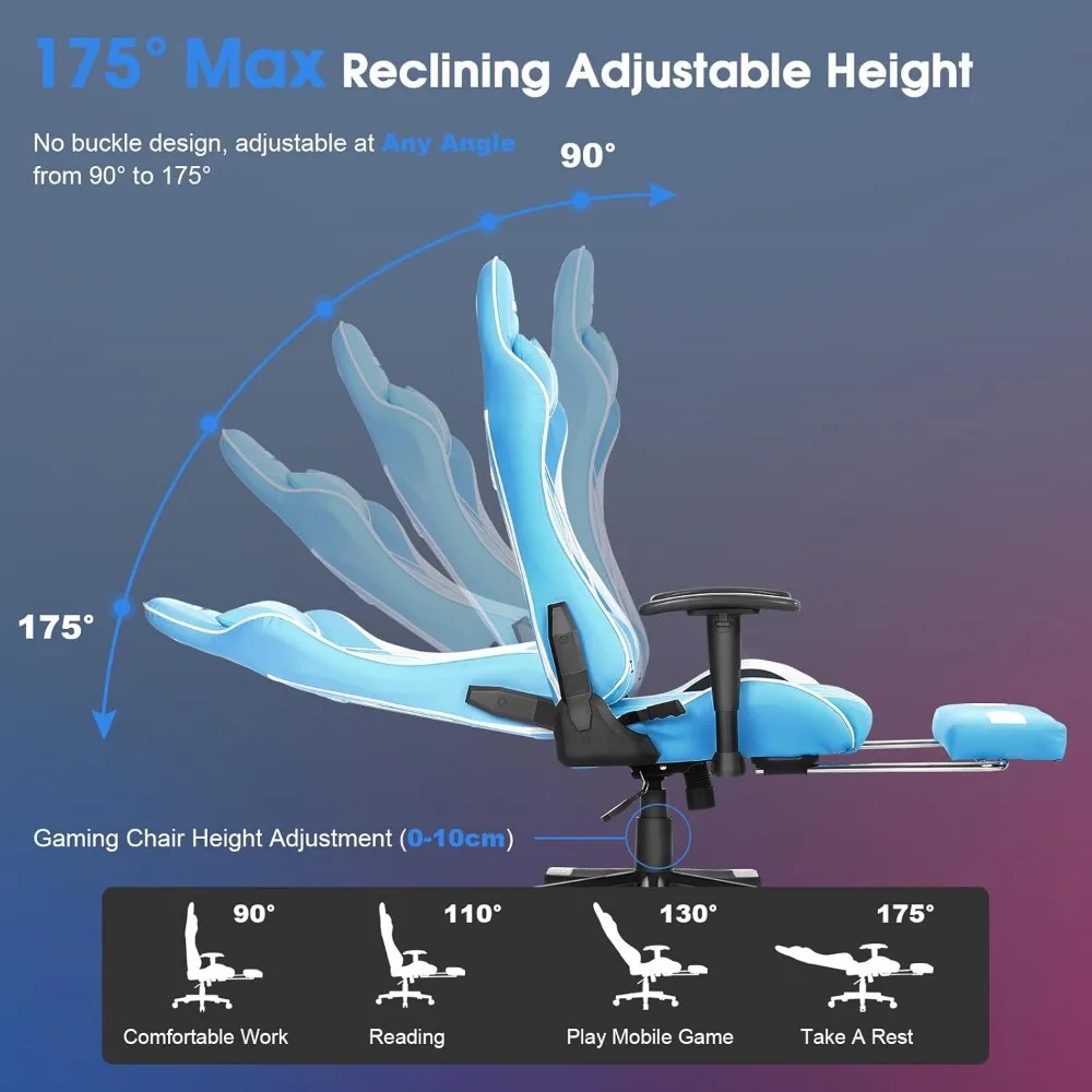 Sedia da gioco Massaggio Sedia da gioco per PC Sedia da ufficio Sedia da computer ergonomica con sedia da lavoro girevole con supporto lombare