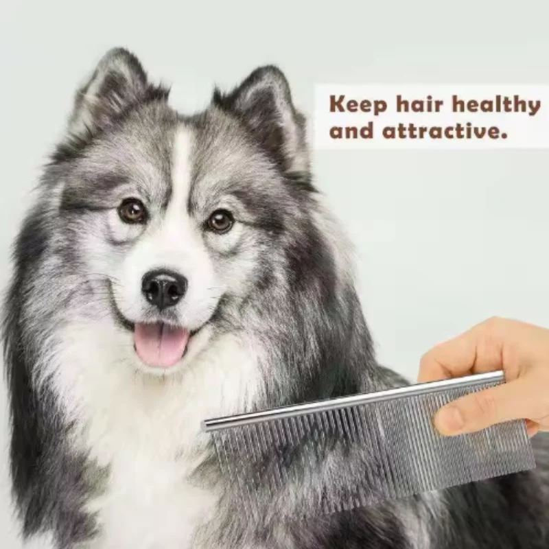 Edelstahl-Tierpflegekamm für Katzen und Hunde - Haarentfernungs- und Massage-Tool in 3 Größen - Essentielles Zubehör zur Tierhaarreinigung – Detail 5