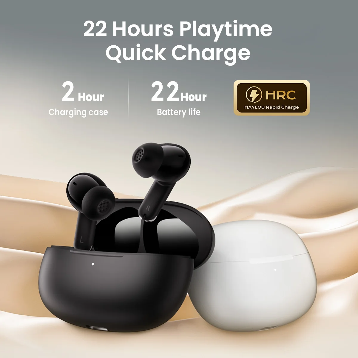 HAYLOU HQ5 ANC Wireless Earphones Bluetooth 6.0 Noise Cancellation Headphones -28dB Fast Charge Earbuds 4 Mic Sports Headset