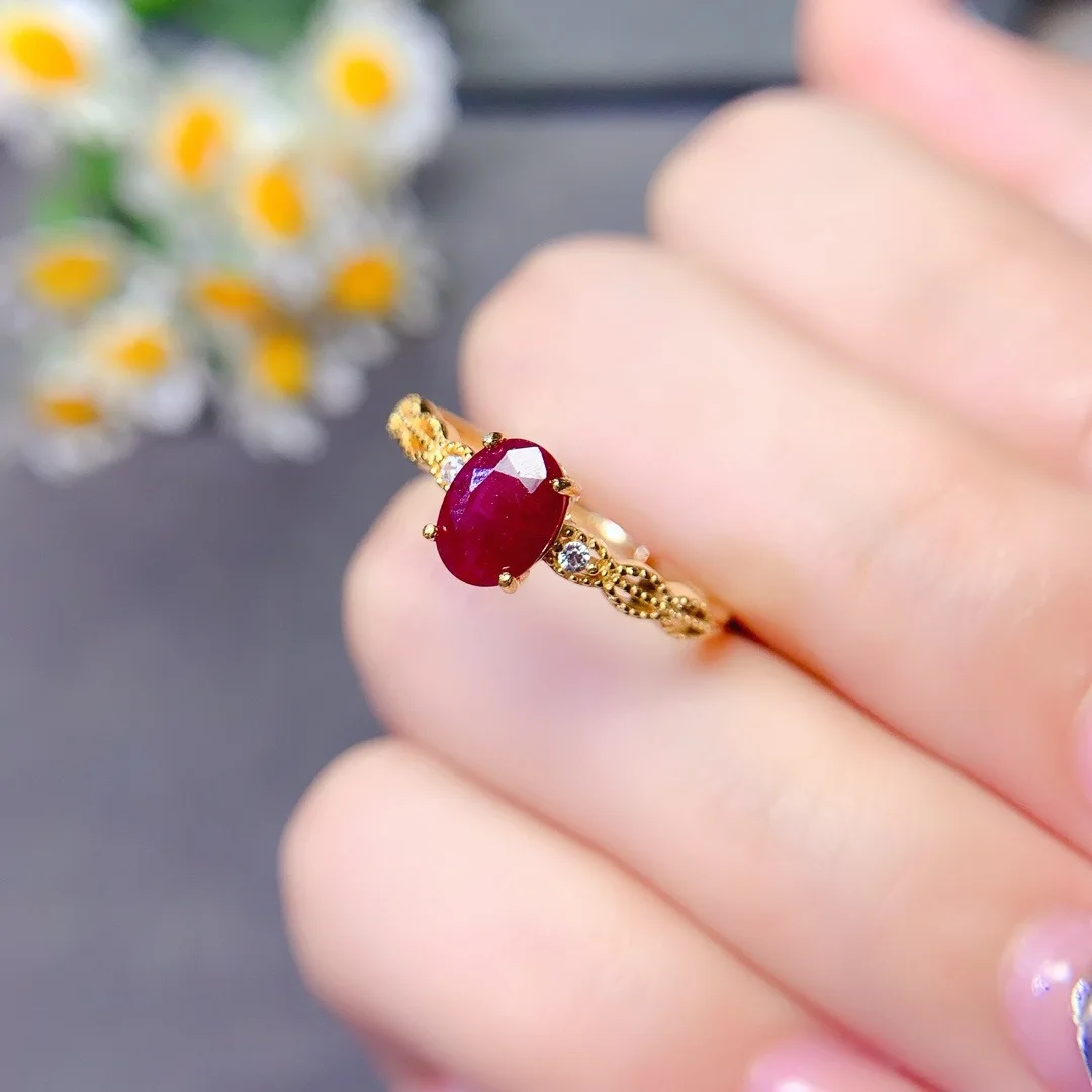 Anillo de plata de ley S925 con rubí Natural de diseñador, joyería de lujo para mujer, regalo de moda perfecto, elegante y sofisticado