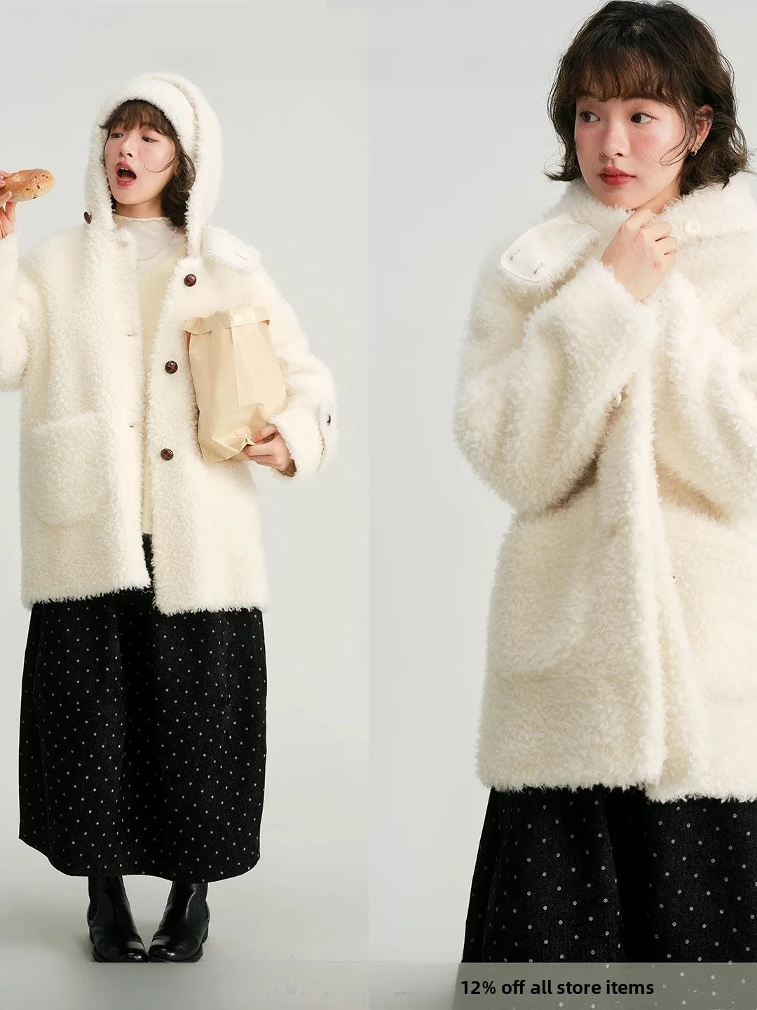 

GOOZA женская шуба винтажная шерстяная кожаная интегрированная зимняя шуба на пуговицах теплая длинная све средней длины