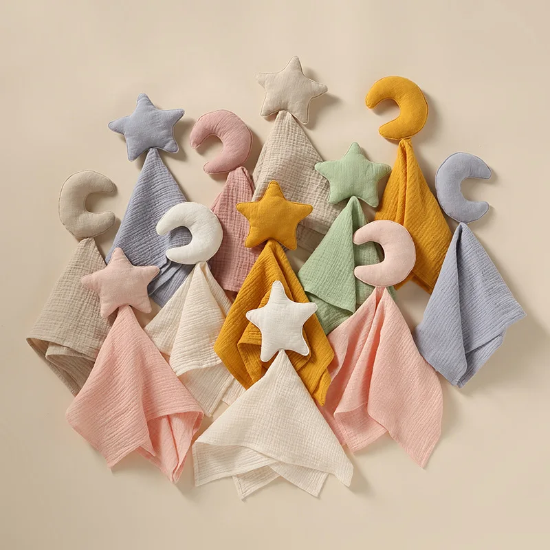 Baby Cotton Muslin Comforter Blanket Soft Star Newborn Sleeping Dolls Cute Kids Sleep Toy Soothe Appease Towel Bibs Saliva Towel