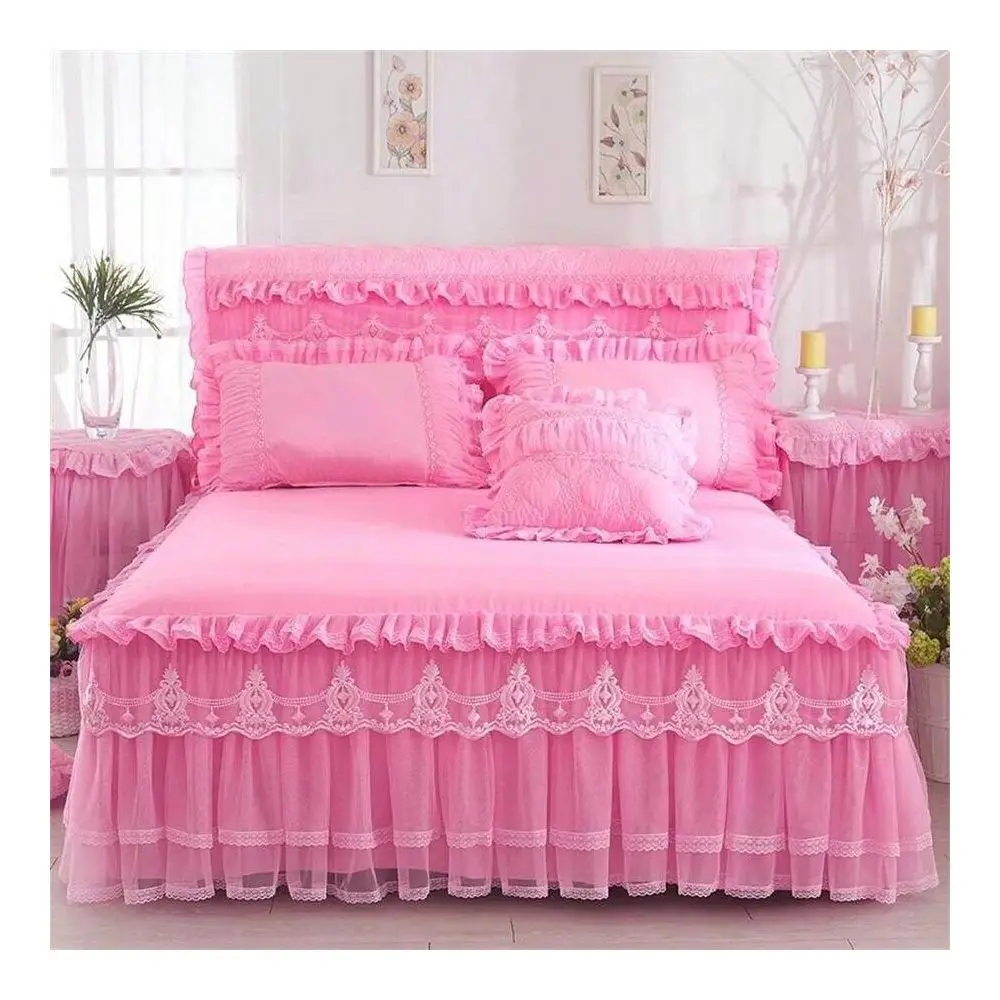 Bedding Set 1 Bed Skirt 2 Pillowcases Princess Style Bed Sk…