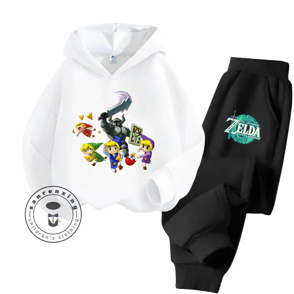 Chic Cartoon The Legend of Zelda Suitable for Boys and Girls Trendy Outfits Featuring Iconic 2024 Cartoon Artwork Hoodie Set