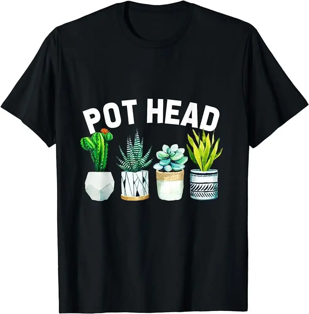 Pot-head Love Plant Gardener Pot-head Succulent Gardener T-Shirt Anime Graphic T-shirts Unisex Summer Short Sleeve