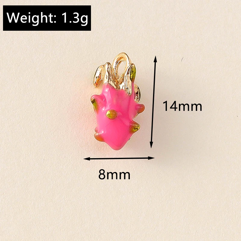 Leslie 5 Stück Emaille-Legierungs-Obst-Anhänger, 3D-Kirsche, Wassermelone, Pfirsich, Erdbeere, Anhänger für die Schmuckherstellung, DIY-Ohrringe, Halsketten – Detail 4