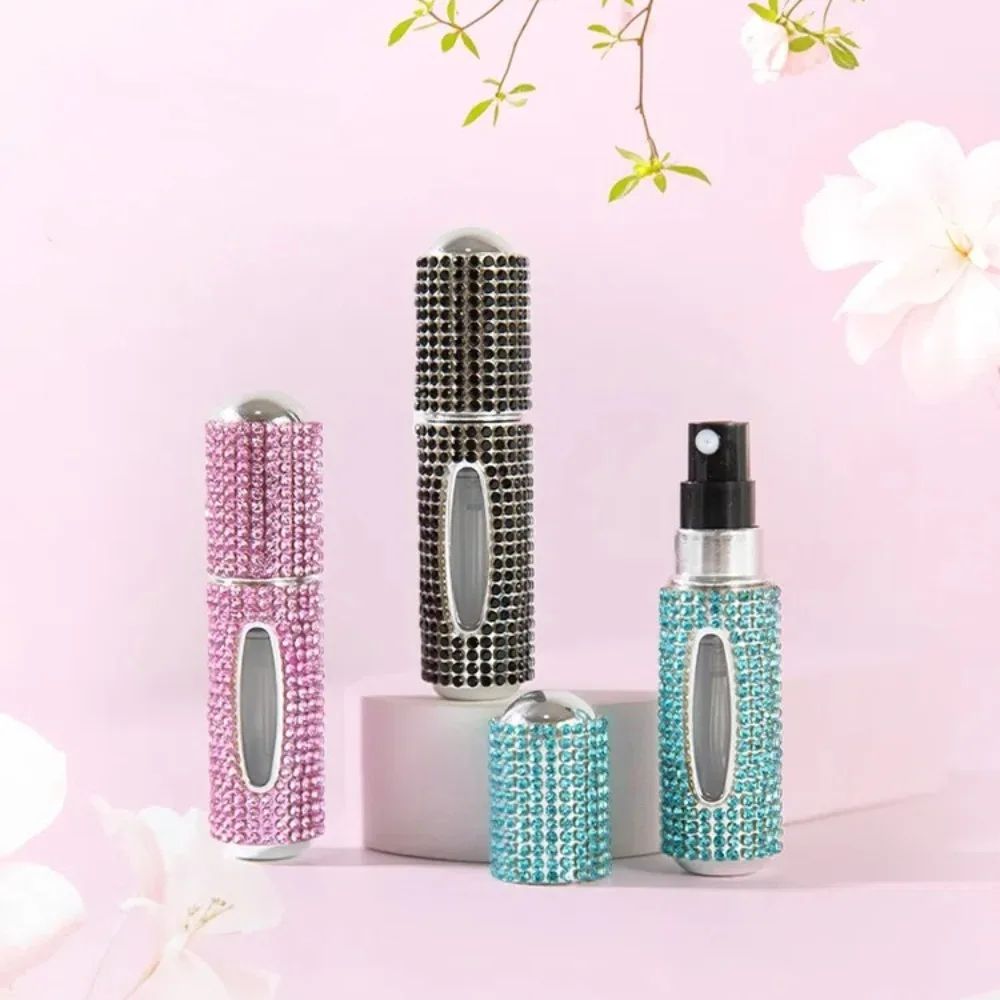 

5 ml Mini Perfume Bottle Diamond-Encrusted Bling Glitter Perfume Container Mini Size Crystal Design Travel Refillable Bottle