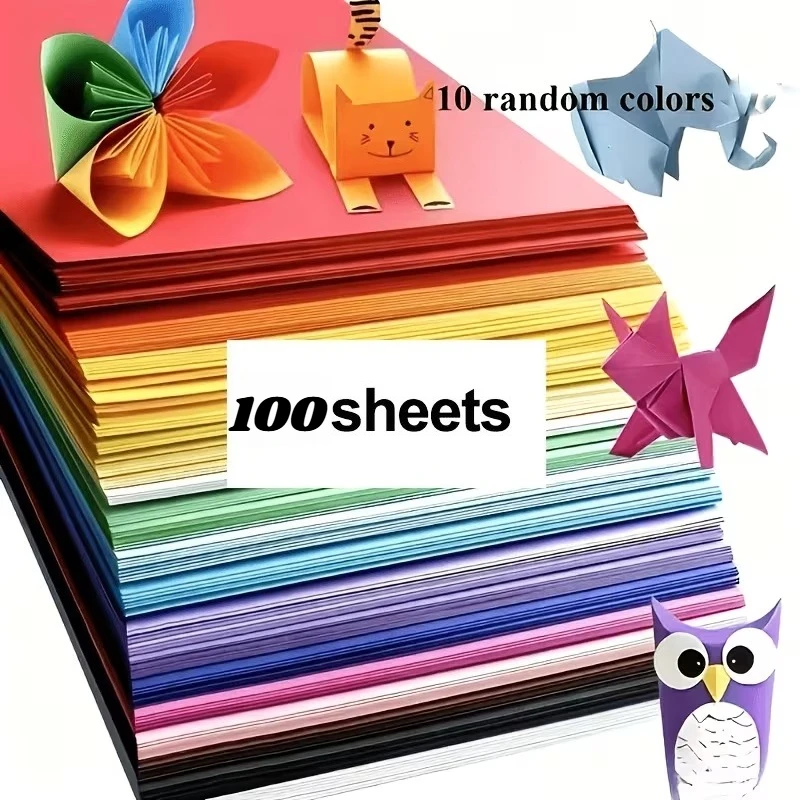 100 Sheets of Cardstock Available in 10 Colors for Origami Art Crafts Office Supplies Scrapbooking and Sewing Handmad Material
