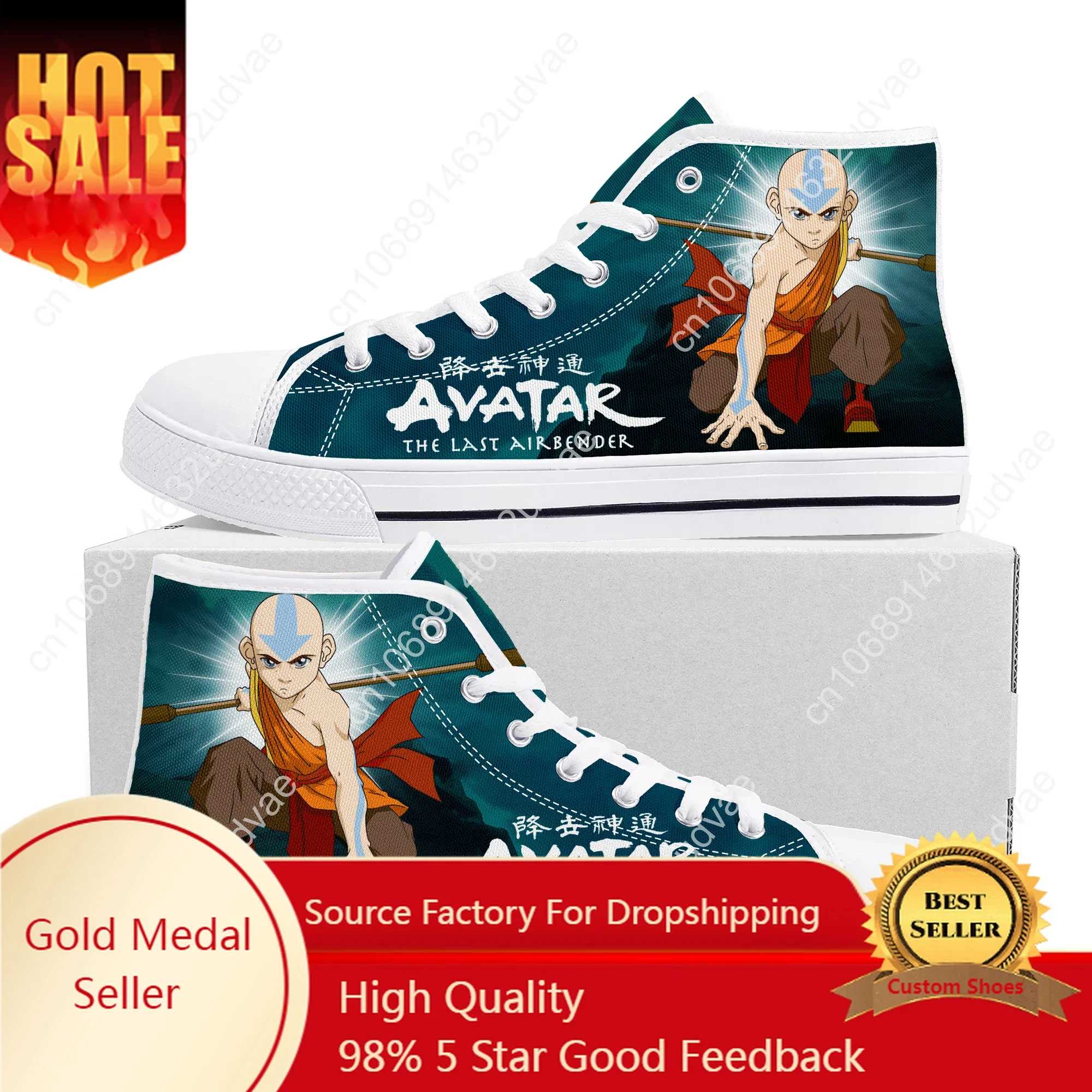 

Avatar The Last Airbender High Top Sneakers High Quality Mens Womens Teenager Canvas Sneaker Casual Couple Shoes Custom Shoe