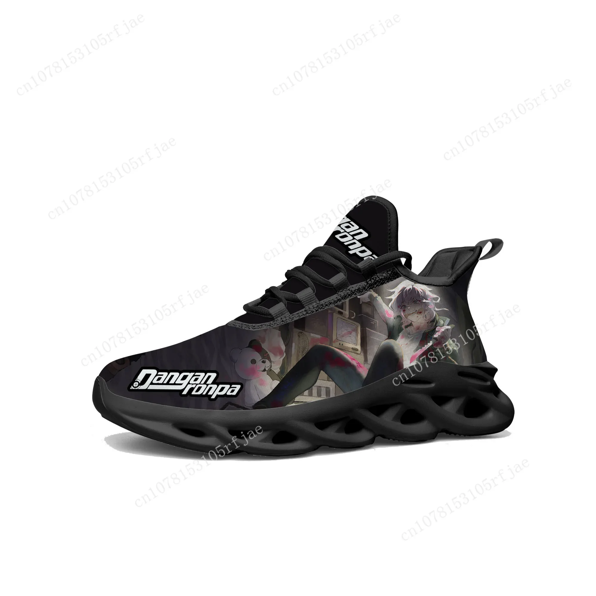 Danganronpa Komaeda Cartoon Game Sneakers para homens e mulheres, Flats, tênis de corrida, esportes para adolescentes, alta qualidade, sob medida, com renda