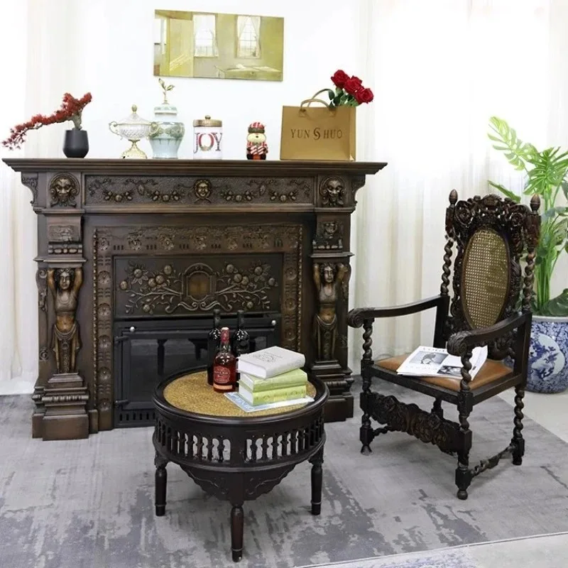 European vintage style solid wood decorative fireplace French castle classical mix and match design