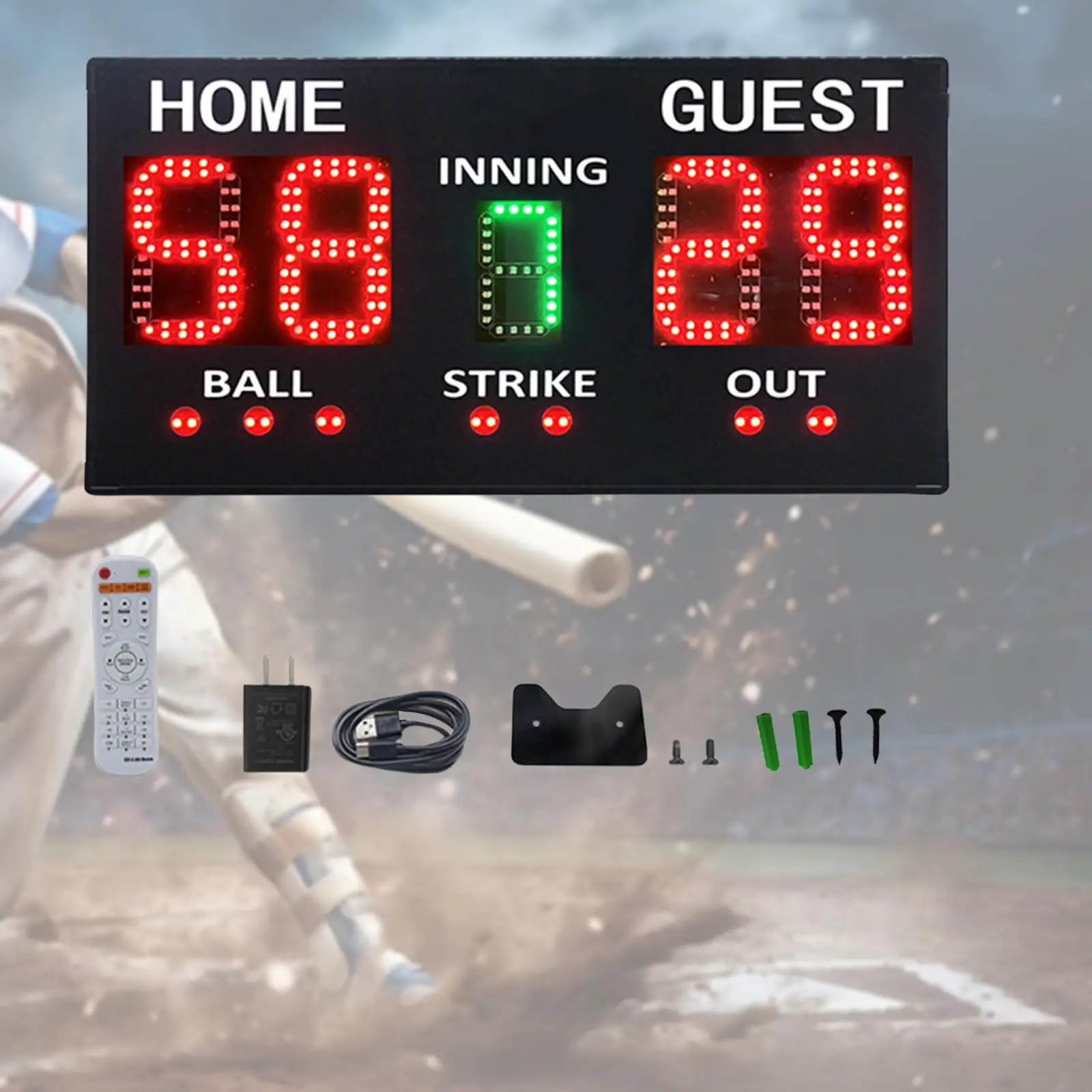 

Digital Baseball Scoreboard with Remote Adult for Competition Fence Training