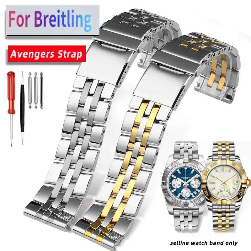 

High Quality Stainless Steel Strap Wrist Watch Band 22 24Mm For Super Ocean Challenge Avengers Watchband Mens
