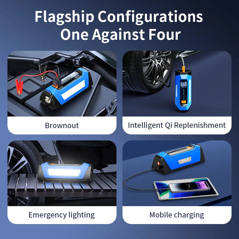 Car Emergency Starter Power Carry Inflatable Pump All-in-one machine Lighter Magic Weapon High Capacity Car Charging Treasure