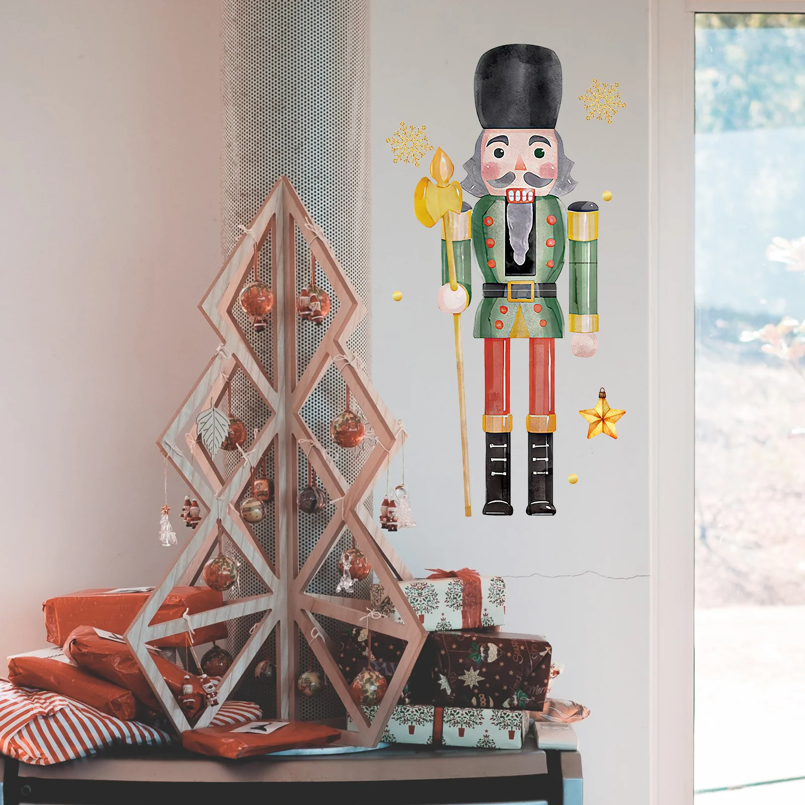 

1Set Nutcracker Soldier Wall Stickers Christmas Snowflake Decor for Classroom Xmas Door Winter Room Holiday Decals
