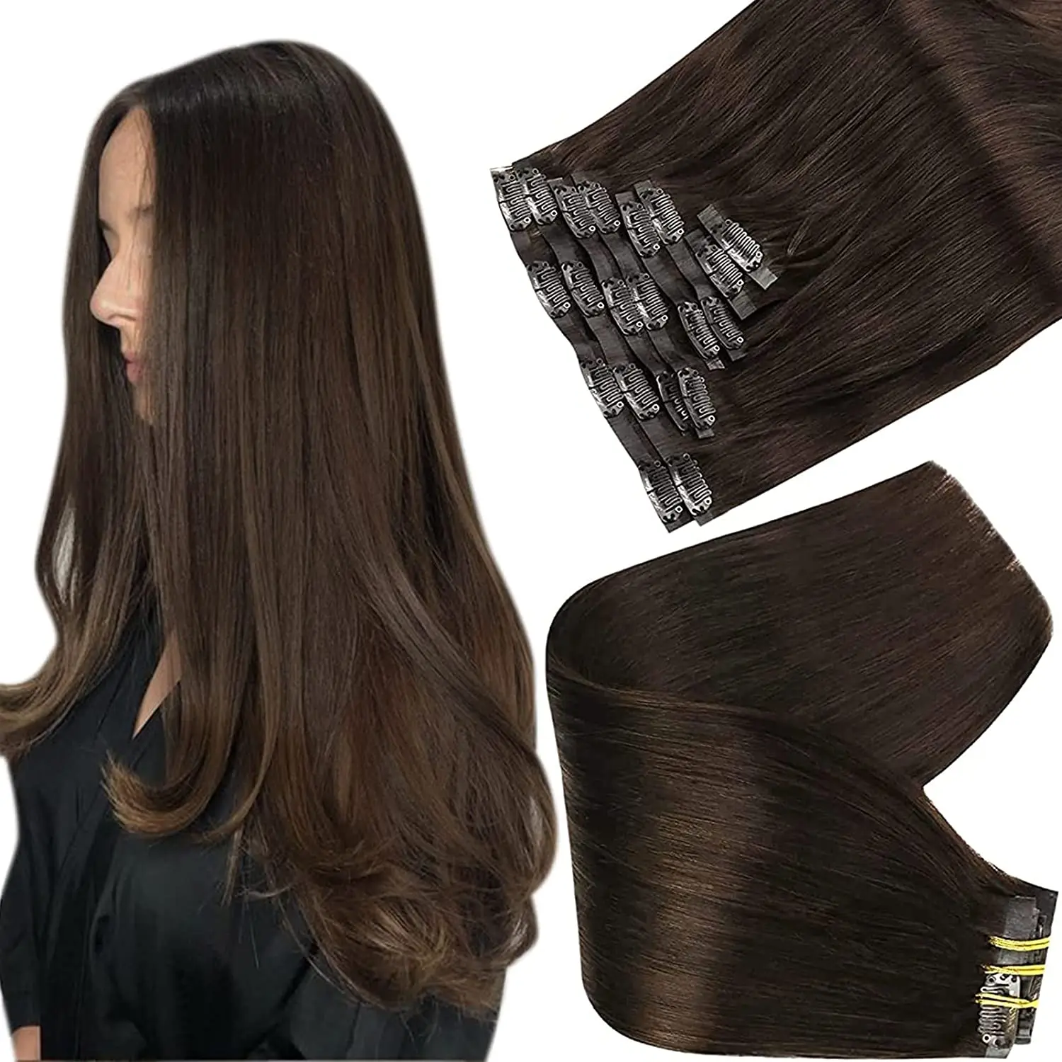 Volledige Glans Naadloze Clip in Hair Extensions Remy Menselijk Haar 8 Stuks 120g & 80g Clip In Hair Extensions Menselijk Haar Blonde Huid Inslag