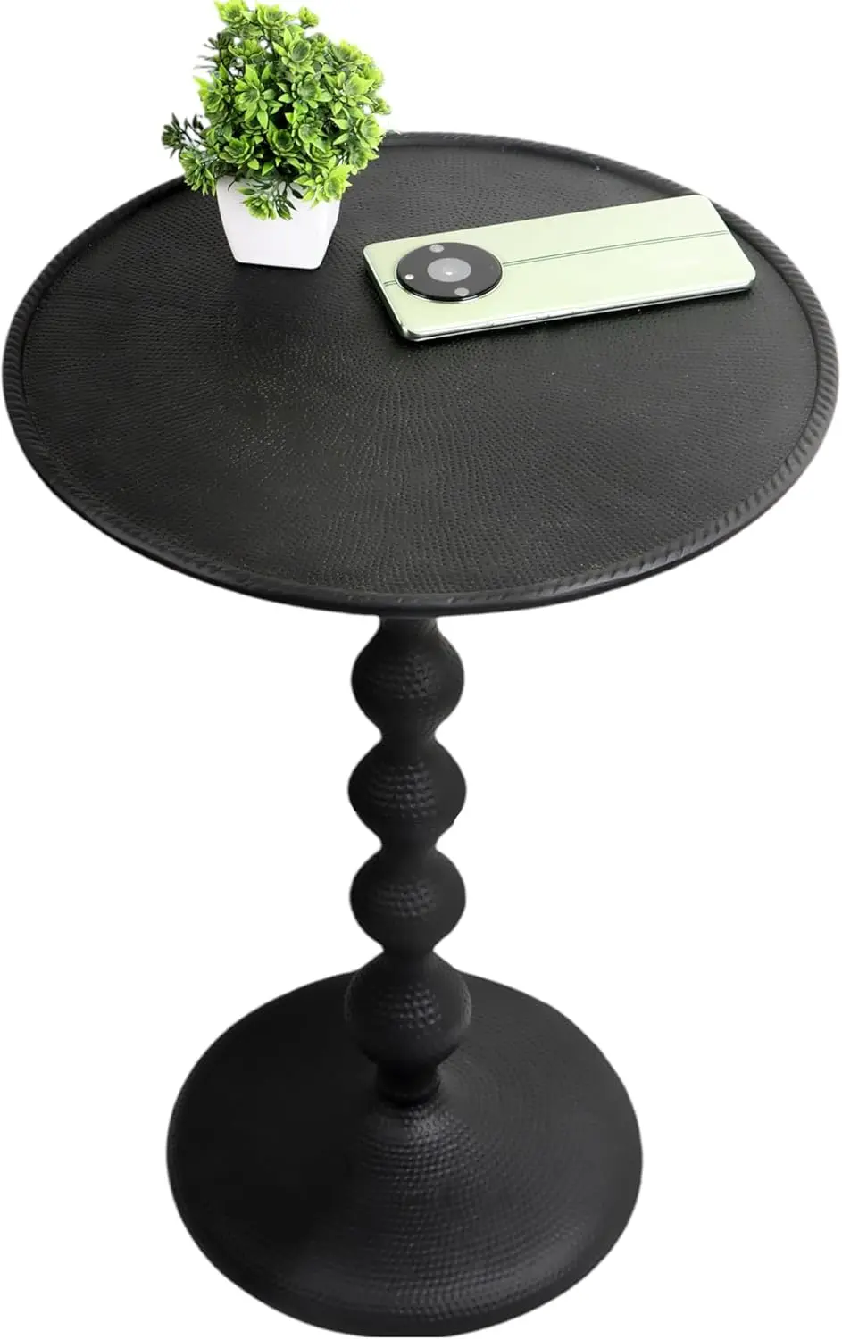 

Round Metal End Table – Hammered Top, Easy Assembly, Modern Minimalist Design, 21"