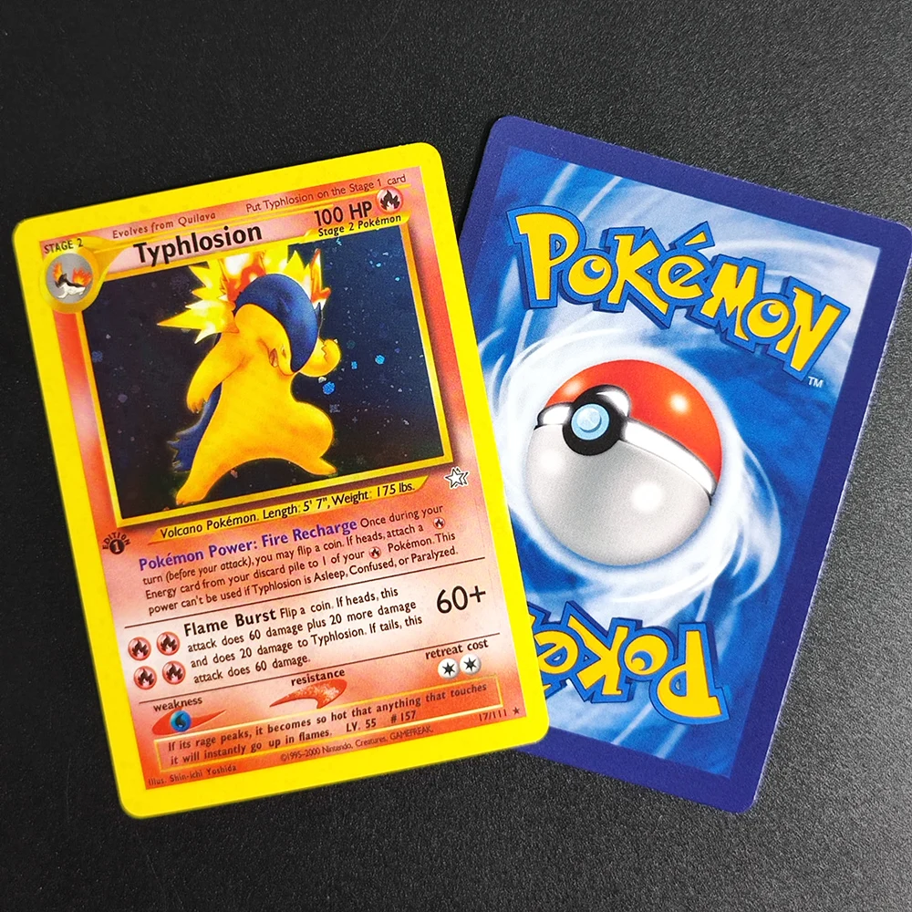 ذاتية الصنع الوكيل PTCG الإنجليزية نيو جينيسيس الطبعة الأولى Typhlosion Meganium Jumpluff هولو لعبة هواية جمع بطاقة لعبة