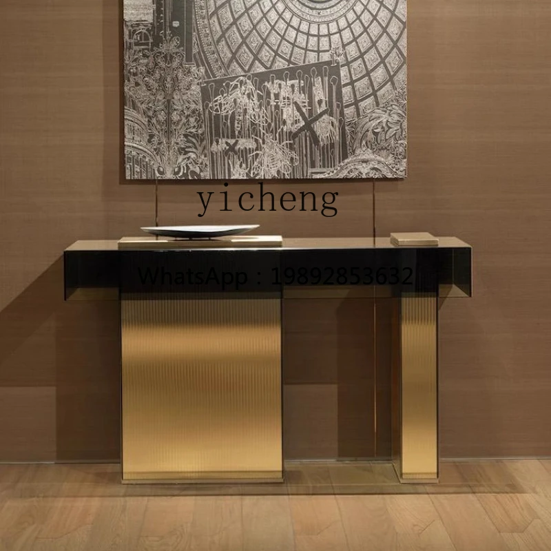 

DD table Modern simple glass entrance table against the wall Entrance hall Entrance end view table