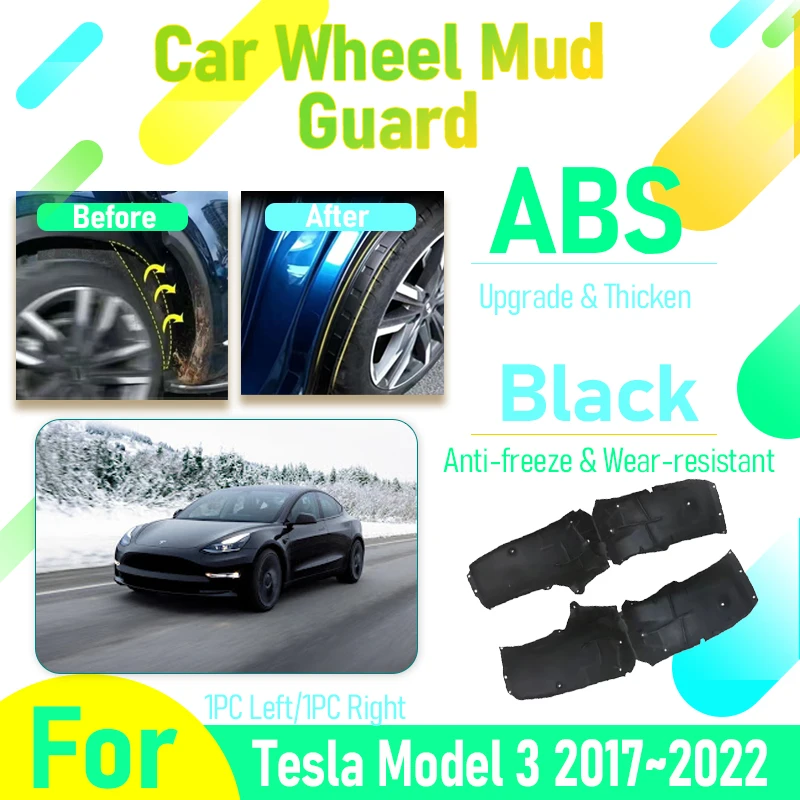 Car Mud Guards For Tesla Model 3 2017~2022 Dustproof Left Right Wheel Fenders Flare Flaps Baffle Exterior Parts Auto Accessories