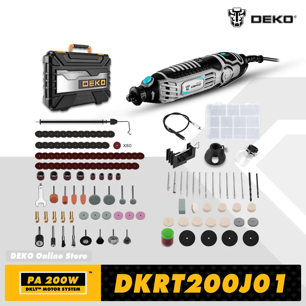 DEKO DKRT200J01 220V A Velocità Variabile Trapano Elettrico Mini Smerigliatrice Rotary Tool per Molatura, il Taglio, Legno Intagliare, incisione