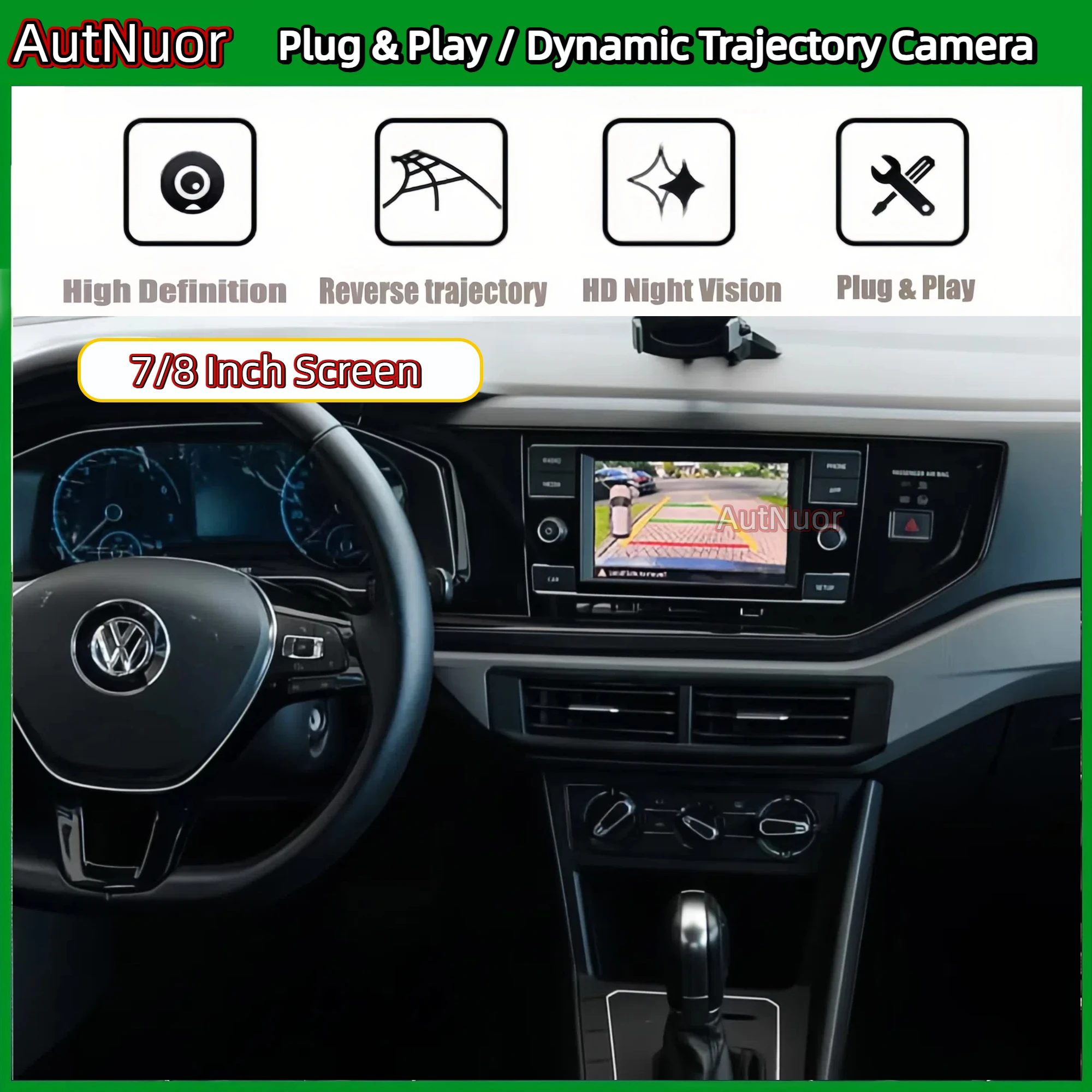 HD Reverse Rear Backup Camera For VW Virtus 2018 2019 2020 Canbus Dynamic Trajectory Trunk Handle Camera Accessories Plug & Play