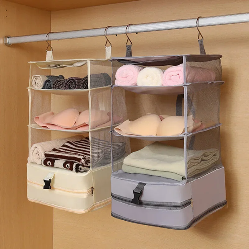 Four-in-one Travel Cosmetics Bag Multifunctional Steel Frame Wardrobe Hanging Compressible Storage Bag Layered Travel Bag