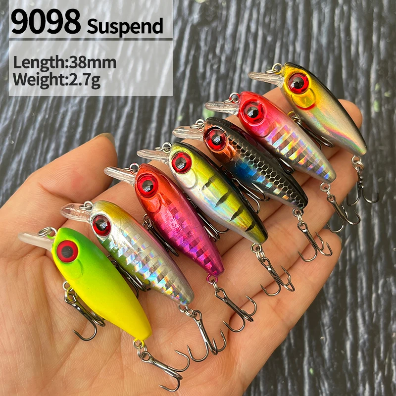 1Pcs 38mm 2.8g Mini Suspending Fishing Lure Freshwater Pike Trout Artificial Bait Fishing Supplies Jerkbait Swimbait Accessories