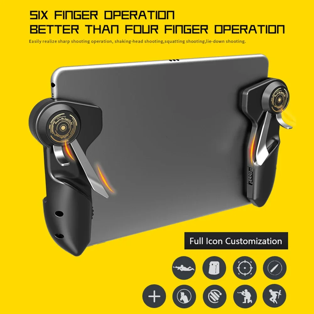 6 dita Tablet Gaming Gamepad Pulsante Trigger Joystick per PUBG Controller di gioco mobile per Ipad Tablet Tiro Maniglia da gioco