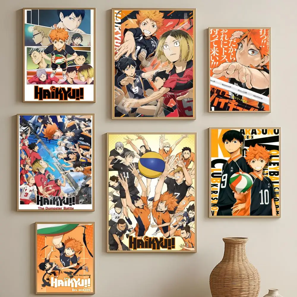 Sport-Anime-Haikyuu-Poster, HD, selbstklebende, wasserfeste Wandkunst, einfach anzubringen, Dekoration für mehrere Szenarien