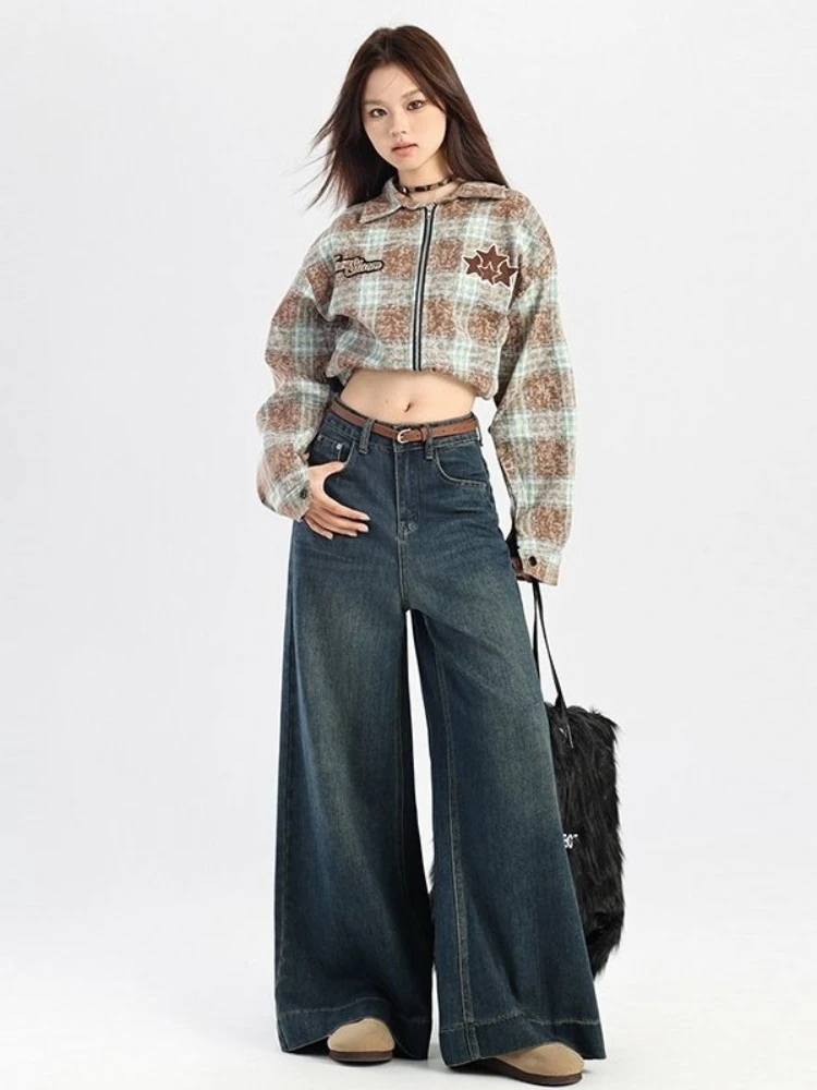 HOUZHOU Vintage Casual Wijde Pijpen Jeans Vrouwen Harajuku Y2k Baggy Denim Broek Koreaanse Mode Streetwear Retro Oversized Broek