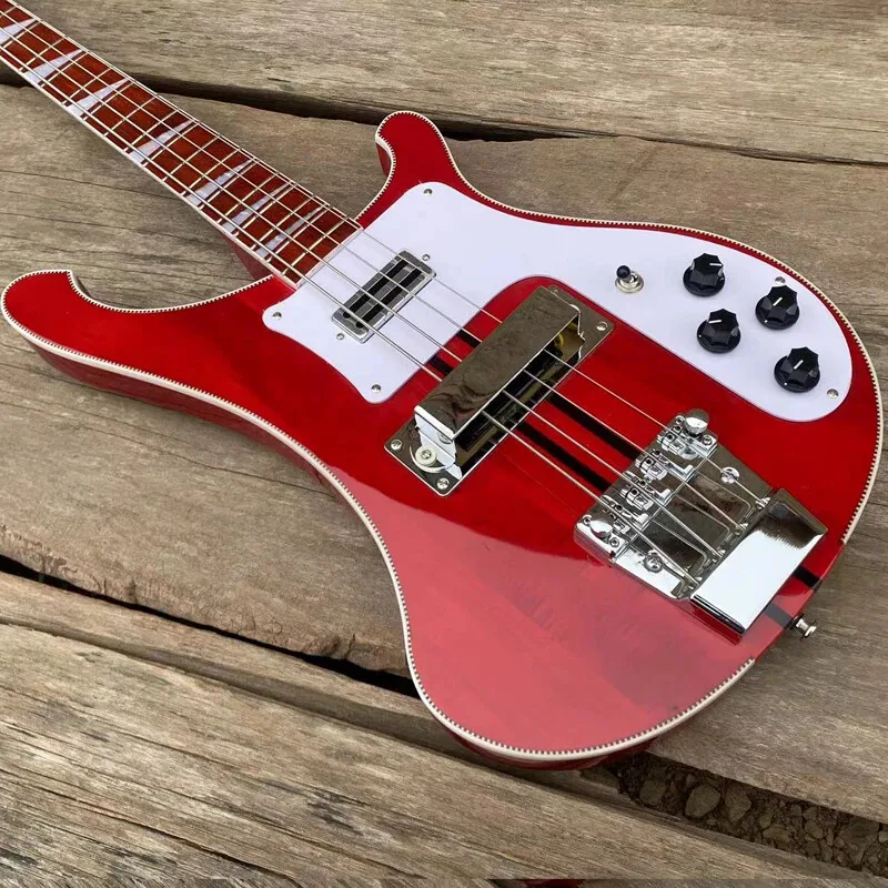 

Новинка 2026 года: Хит продаж! 5-струнная бас-гитара с цельным корпусом и регулируемым бриджем, красная.