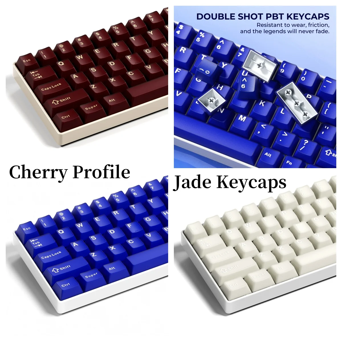 XVX White Frost Jade Keycaps Semi Transparent Keycaps Double Shot PBT Cherry Profile for Gateron MX Switches Keyboard 121 Keys