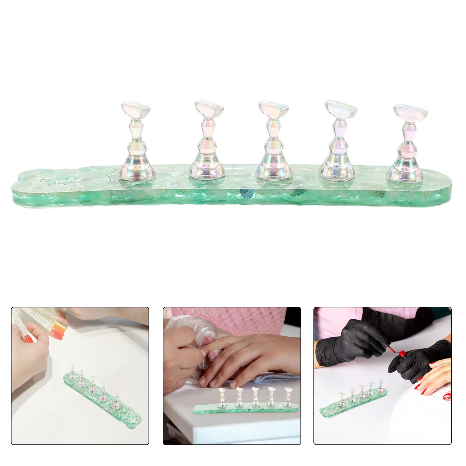 

Nail Art Practice Stand Green Durable Nail Practice Holder Press on Nails Training Tool Home Salon Manicure Kit