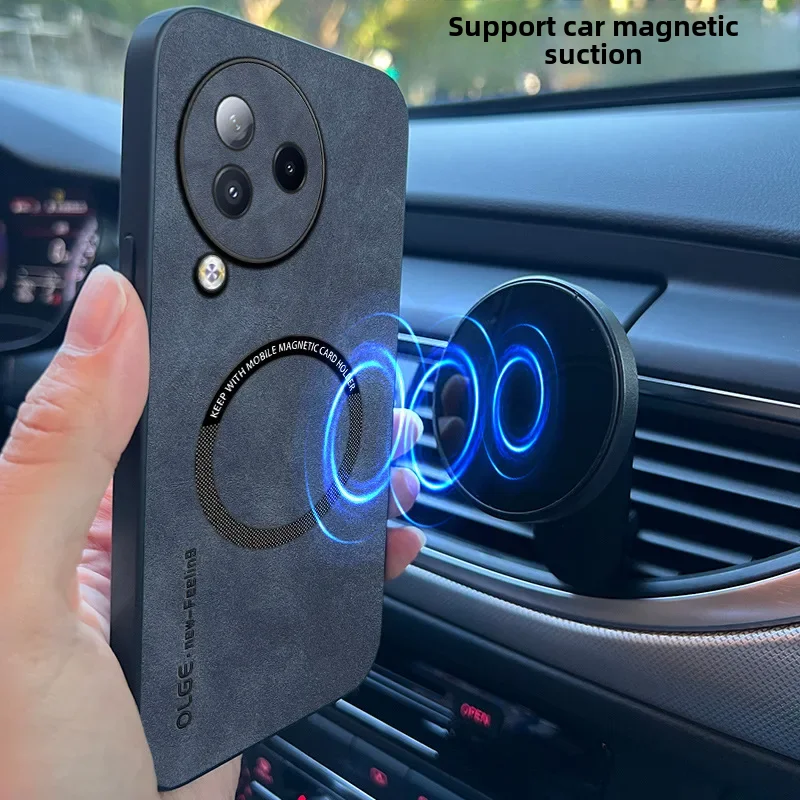 Suitable for Xiaomi Civi3 mobile phone case Civi2 Sheepskin Civi1S car magnetic ring anti-fall protective cover image 2