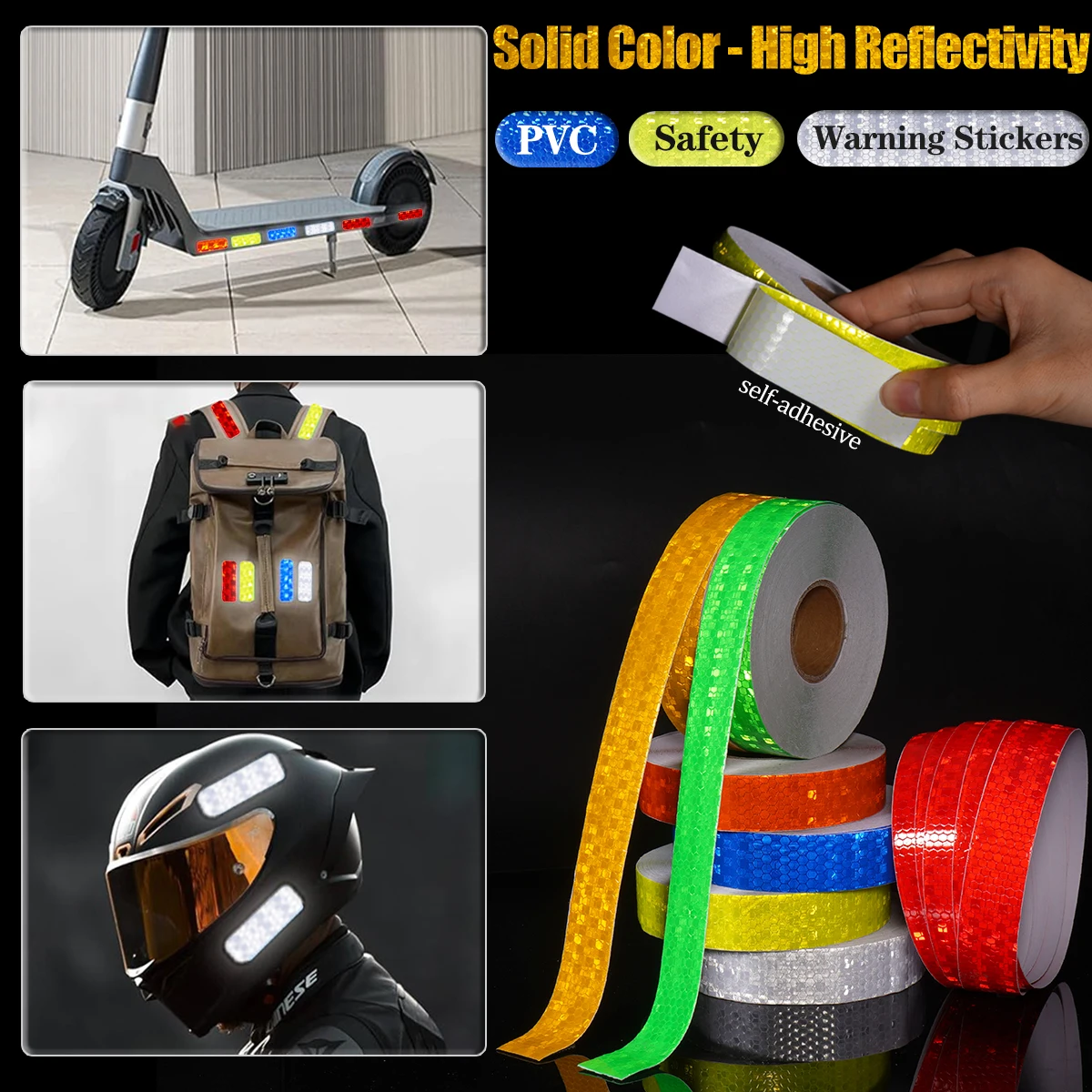 

High Visibility Reflective Tape-Night Safety Sticker Self-Adhesive Waterproof Marking Objects Bicycle Motorcycle Reflective Tape