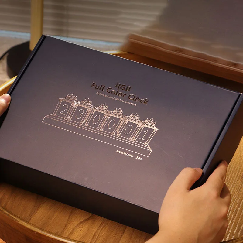 RGB Glow Tube Clock LED Timepiece Artistic Birthday Gift Glow Tube Clock Gaming Desktop Ornament Bedside Table Watch Design Gift