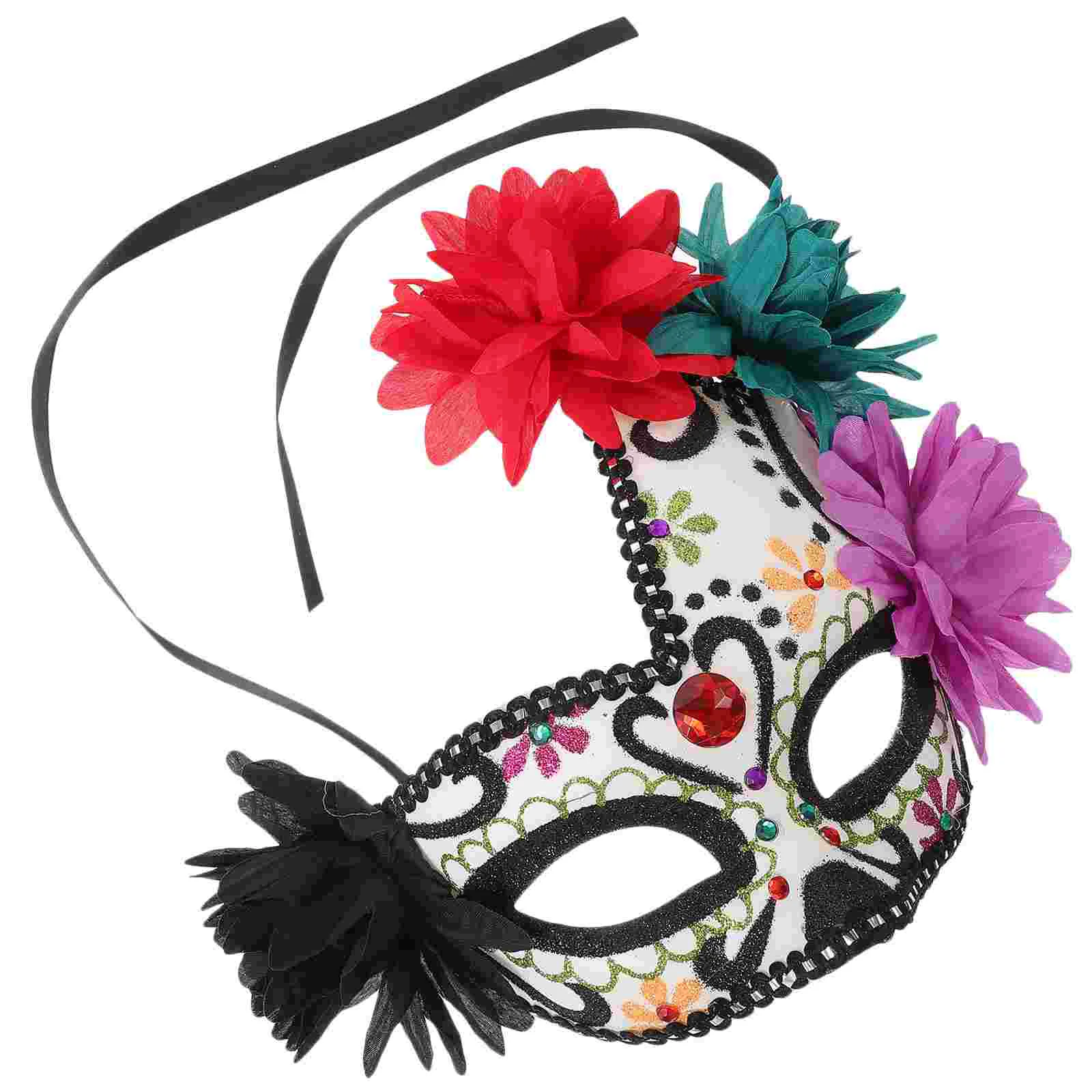 

Day of The Dead Mask Facial Masks Skull Blindfold Masquerade Flower Cloth Half Face Mexican Carnival Halloween